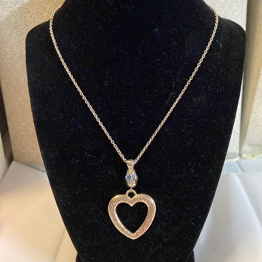 Brighton vintage Heartland etched open heart pendant collar‎ necklace